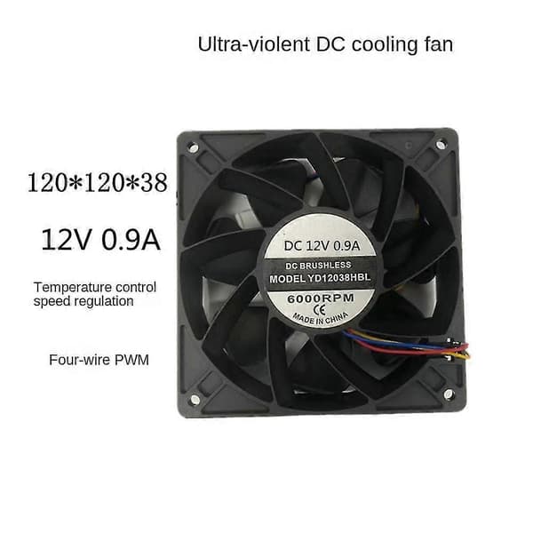 12038 Ing Fan 12v 2.7a 12cm S9 L3+ 4 Linje 4p Ing Fan