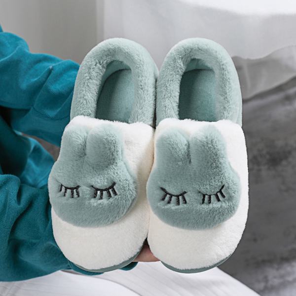 Kaninslippers för kvinnor, fluffiga, söta, djur, minnesskum, inomhus