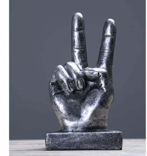 Sølv Håndskulptur Dekor Fingerstatue Harpiks Kontor Hjem Dekor