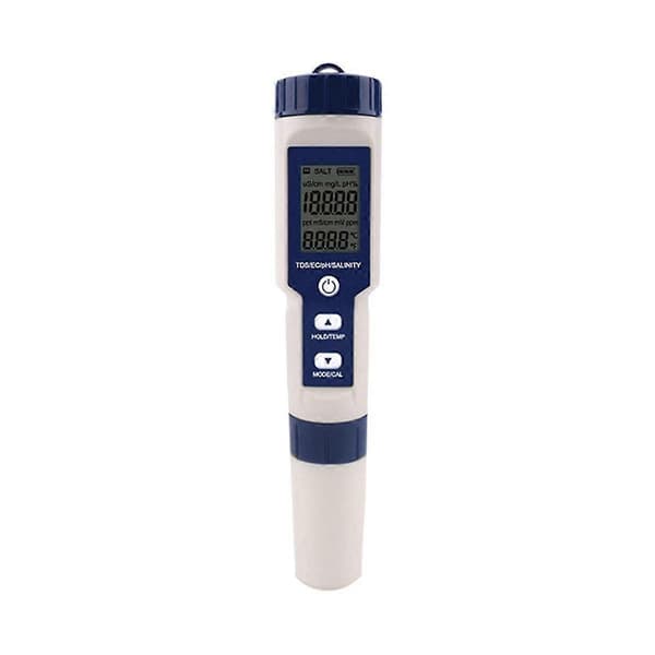 5-i-1 TDS/EC/pH/Salinitet/Temperaturmåler Digital Vandkvalitetsmonitor Tester til Pools, Drikkevand