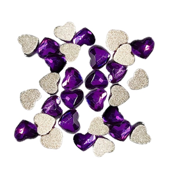 Crystal Heart Shape Flatback 3d Nail Art， Diamant Rhinestones Glitter Juveldekoration för naglar Purple