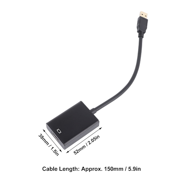 USB 3.0 til HD Multimedia Interface Adapter Understøtter 1080P Driverfri USB 3.0 Multi-Skærmkabel til TV'er Bærbare