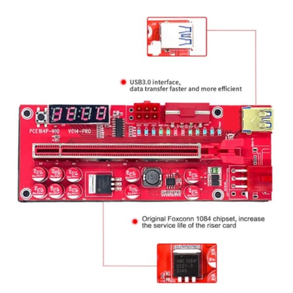 V014 Pro Pcie Riser Usb3.0 nopea näytönohjain Pcie-sovitinkortti 1x - 16x laajennin Pcie Riser