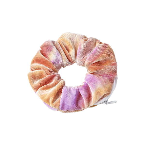 Tie Dye Fløjl Scrunchie med Lynlås Lomme Elastisk Hårbånd Mode Hårtilbehør