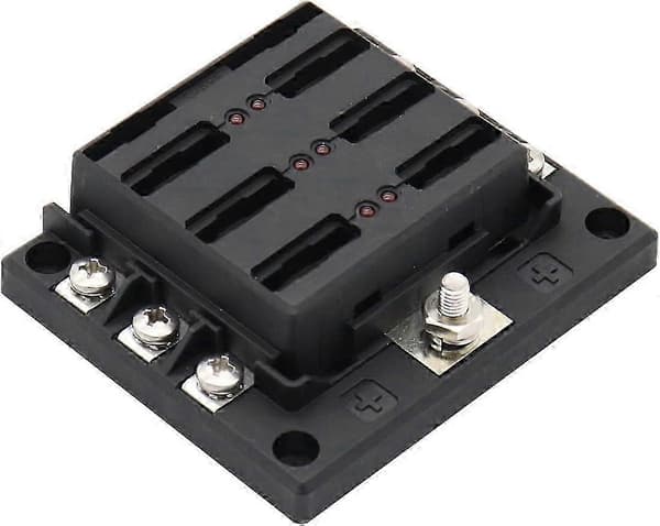 12-volts säkringspanel, båtsäkringspanel med LED-indikering, 6-kretsars säkringsbox