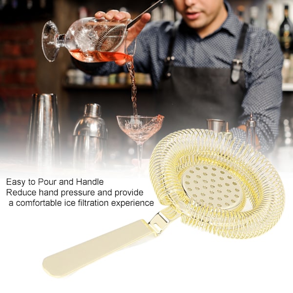 Barsi Strainer Fin Filter Professionel Rustfrit Stål Cocktail Strainer til Bartending Restaurant Fest Guld