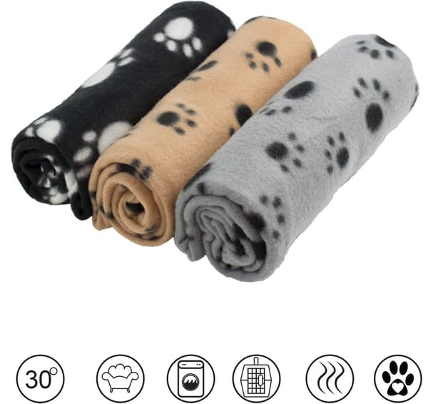 DIGIFLEX 3 x Store Hund Kat Kæledyr Bløde Fleece Tæpper 68cm X 92cm