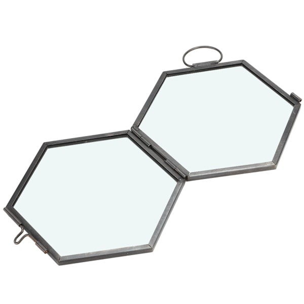 Hængende Geometrisk Sekskantet Glasbilledramme Tørret Blomst Planteprøve Klips Display