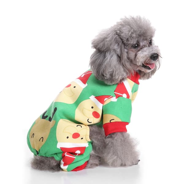Hunde Julepyjamas Kæledyrstøj Hunde Julekostumer Hvalpe Jumpsuits (Grøn) L