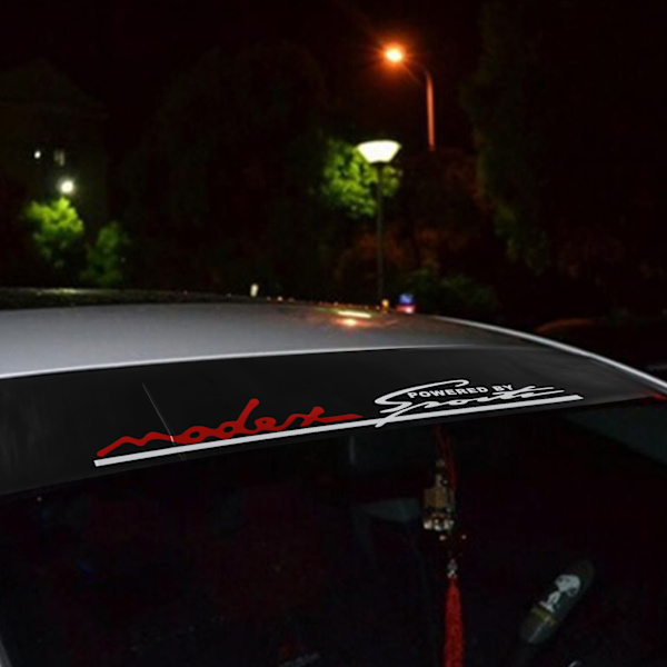 130x21cm Universal PVC Bil Reflekterende Sticker Forruden Dekorative Dekaler med Skraber til Bil Powered By