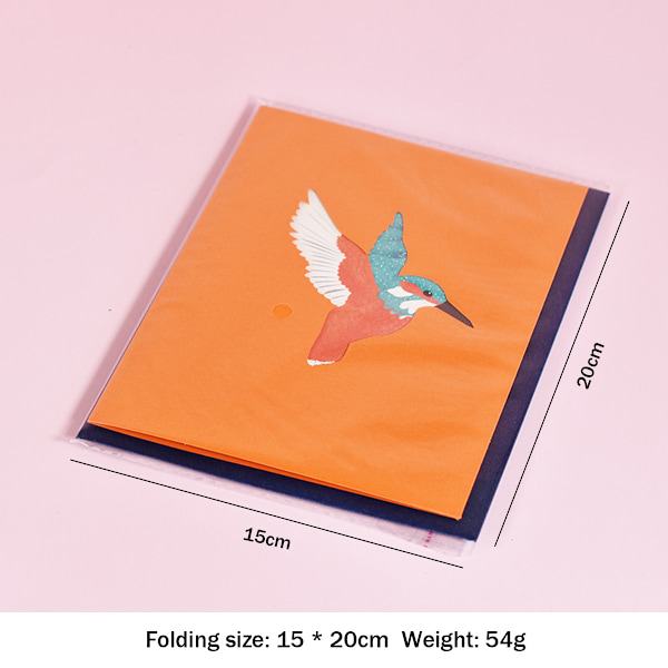 Nydelig håndlaget papir-utskjæring Kolibri Pop Up Kort, 5x7-3D