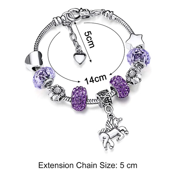 Glittrande kristallrhinestone-berlockarmband med enhörningshänge