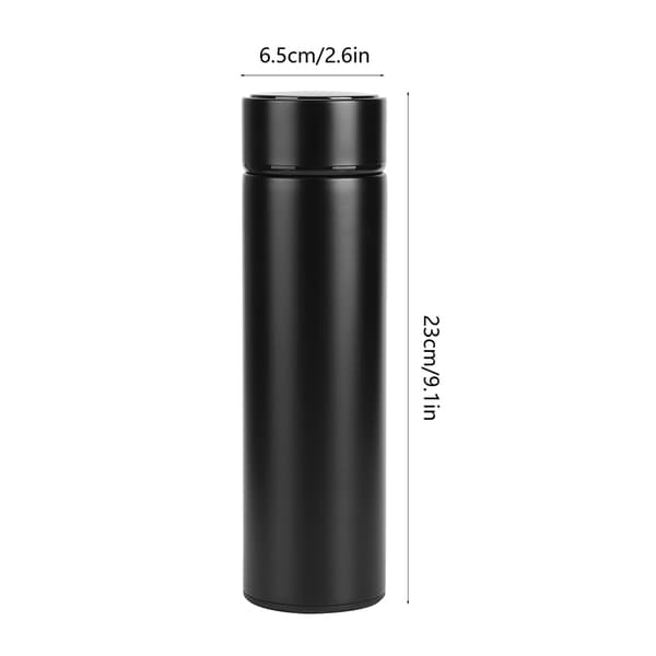 500ml LED Intelligent Temperaturdisplay Isolerad Vattenflaska Termisk Vakuumkopp Svart