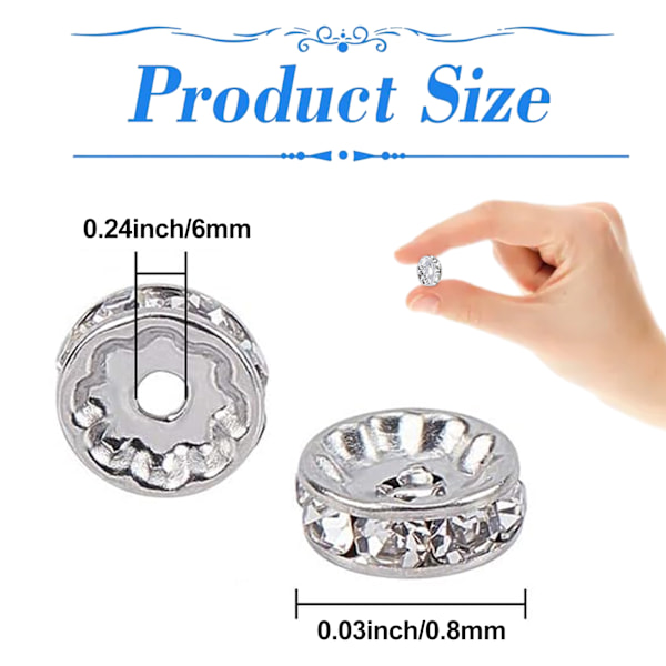 150 DIY-brickor - silvervit diamant 6mm
