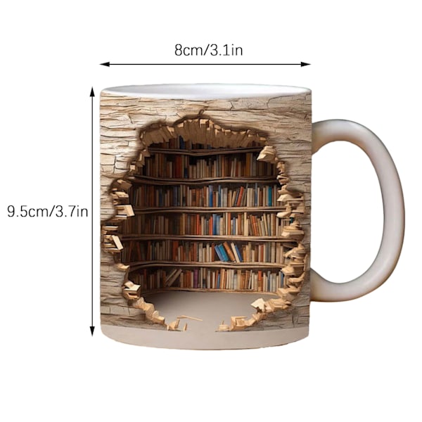 3D Bogreol Kops, Biblioteks Bogreol Kops, Kreativ Rumdesign Multifunktionelle Kopper Sjove Nyhed Unikke Keramiske Kaffe Kopper
