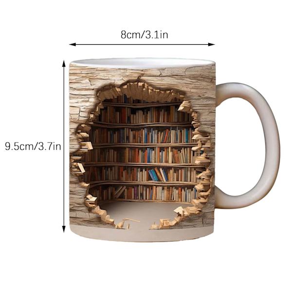 3D Bokhylle Kanne, Biblioteks Bokhylle Kanne, Kreativ Romdesign Multi-Purpose Kopper Morsomme Nyheter Unik Keramisk Kaffe Kopper