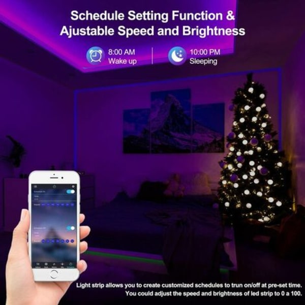 Intelligent LED-lysstripe med Bluetooth 5m WS2812B - Med fjernkontroll + app, synkroniser med musikkrytme/funksjon