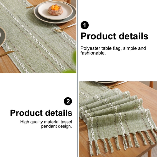 13 x 72 tuuman pitkä maalaistyylinen pöytäliina boho-tyyliin, käsintehty