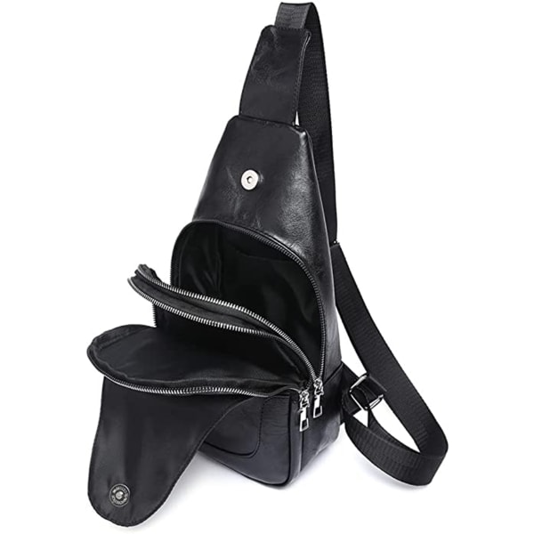 Kvinnor Sling Bag Chestation Bag Liten Axelväska Läder Crossbody Bred rem Axelväska Mini Ryggsäck Unisex för utomhussport Fotvandring