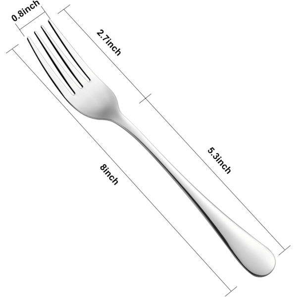 Silverbestickset, Eleganta 20 cm Rostfria Bestick, Premiumkvalitet Kraftiga Gafflar, Perfekt för Vardagsmiddagar och Speciella Tillfällen