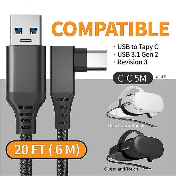 Link-kabel for Quest 2 Vr Usb 3.1 Hurtigladekabel Dataoverføring Rask Lading Vr Headset Tilbehør