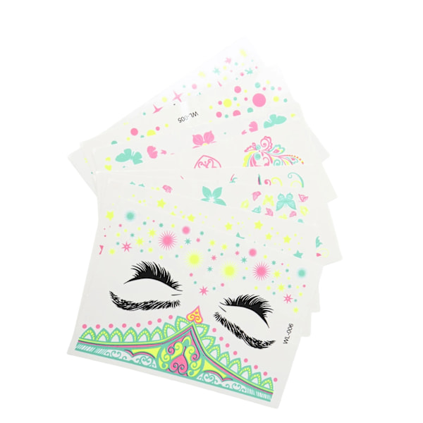 8 st Självhäftande Ansiktsstickers Glitter, Festival Ansiktsstickers Tatuering Stickers Set, Ädelstenar Glitter Rave Party Kropp Temporära Tatueringar för Ögon Ansikte