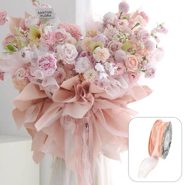 2 rullar 4 cm bred transparent organza-band - 20 meter för presentinslagning, buketter