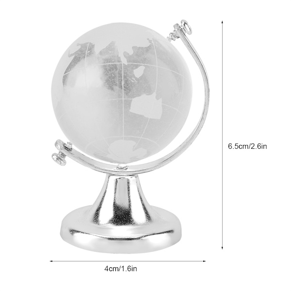 Rund jordglob världskarta kristallglaskula sfär hemmakontorsdekor present (silver)