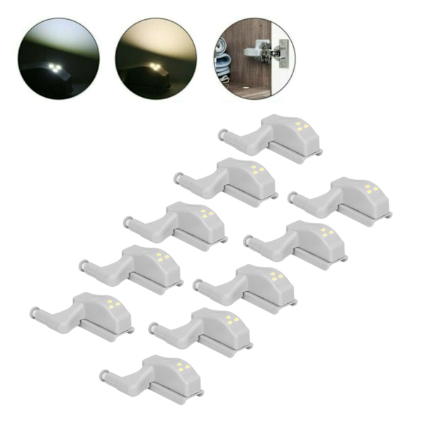 10 stk LED Skap Innvendig Hengsel Sensor Lys Soverom Skap Garderobe Skap Nattlys