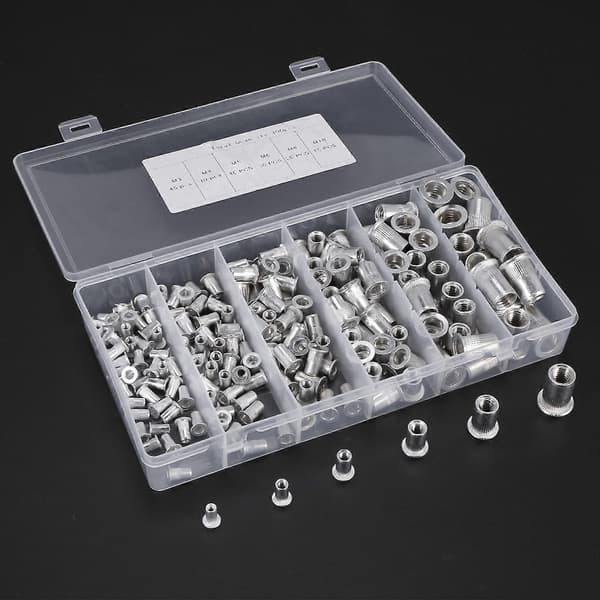 380 stk. Aluminiumslegering Rivmutter Flat Hode Gjenget Innleggskappe M3 M5 M6 M8 M10 Rivmutter Aluminium Rivmutter