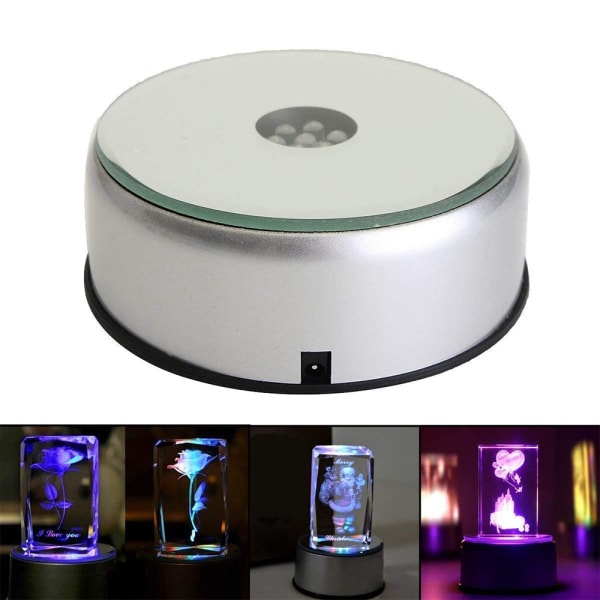 7 LED-displaystativ for krystaller glasskunstfigur 7 fargede je
