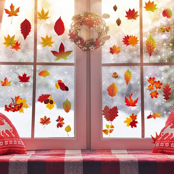 Yumira 18 Bl?tter Ahornbl?tter Fenster Aufkleber, Herbst Fenster