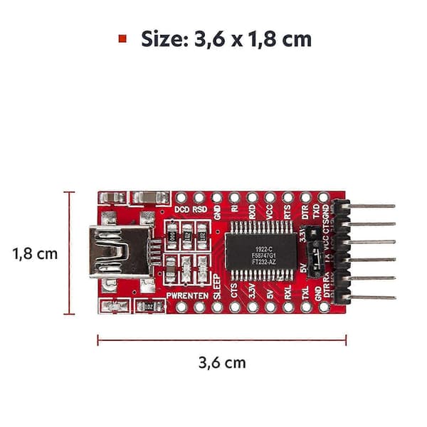 Ft232rl Mini USB til TTL Seriell Konverter Adapter Modul 3.3v 5.5v Ft232r Port Dtr Tx Vcc Gnd Pin(3p