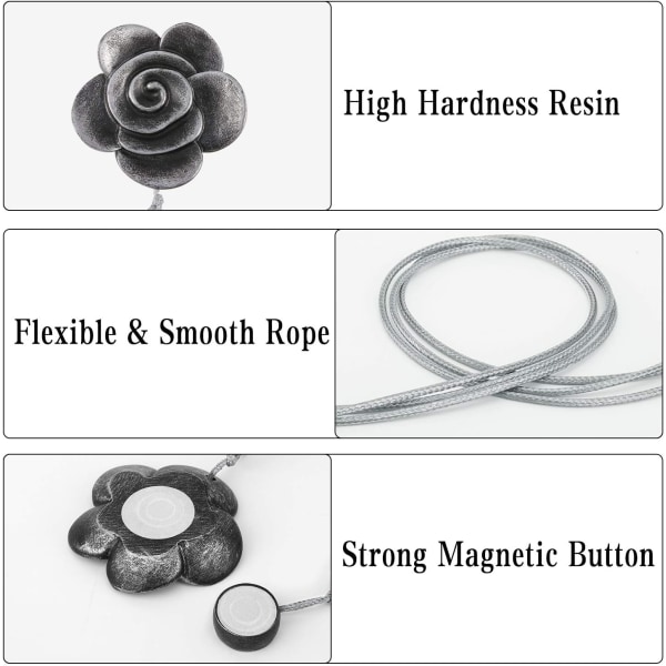 Camellia Magnetiske Gardinholdere, 2-pak Resin Vindue Gardin