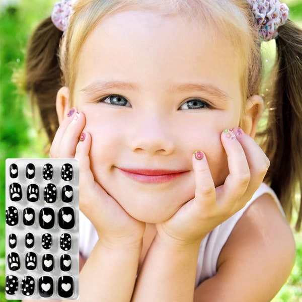 Barn Press Nails Barn Falska Naglar Konstgjorda Nagelspetsar Flickor