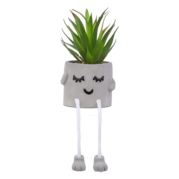 Sød udtrykssimulerende grøn plante bonsai kunstig pottet
