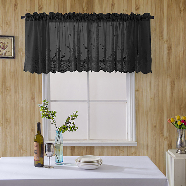 1 stk Blomsterblonder Gardin Valance Broderi Halvtransparent Kort Wi
