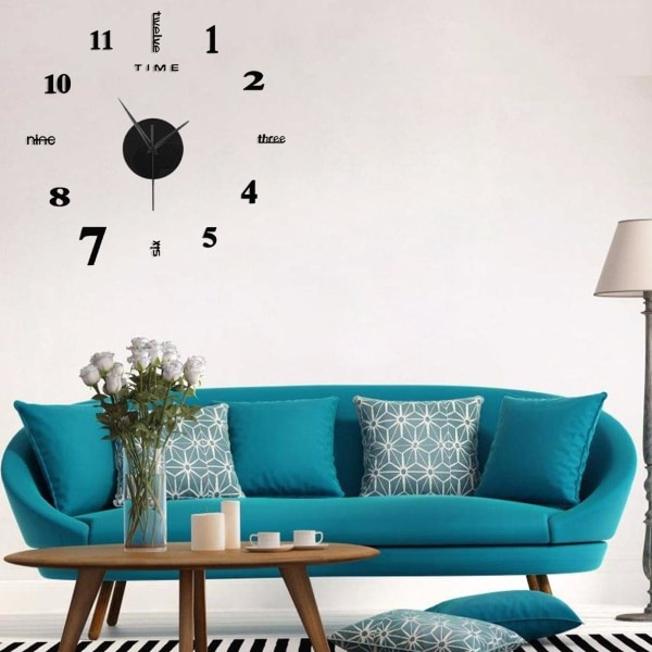 DIY Veggklokke, 3D Rammeløs Veggklokke, Moderne Design Dekor