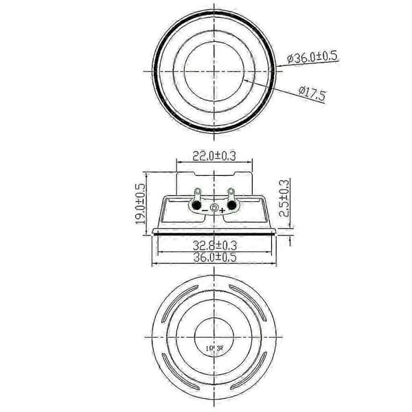 4ohm 3W bashögtalare kompakt 36mm 1,4 tum intern magnetisk högtalare metall 2