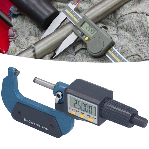Digital Mikrometer 0,00005 tommer/0,001 mm Oppløsning Profesjonelle Tykkelsesmåleverktøy 25‑50 mm