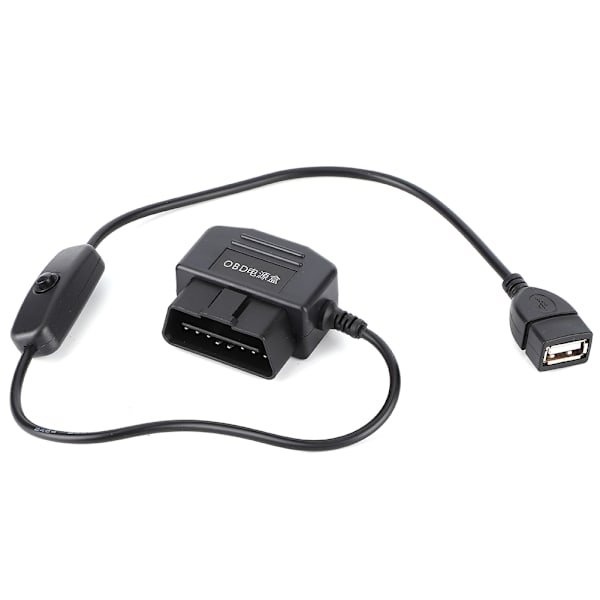 18,7 tum OBD2 USB-strömkabel 16-stiftskontaktladdare för bil GPS DVR-kamera
