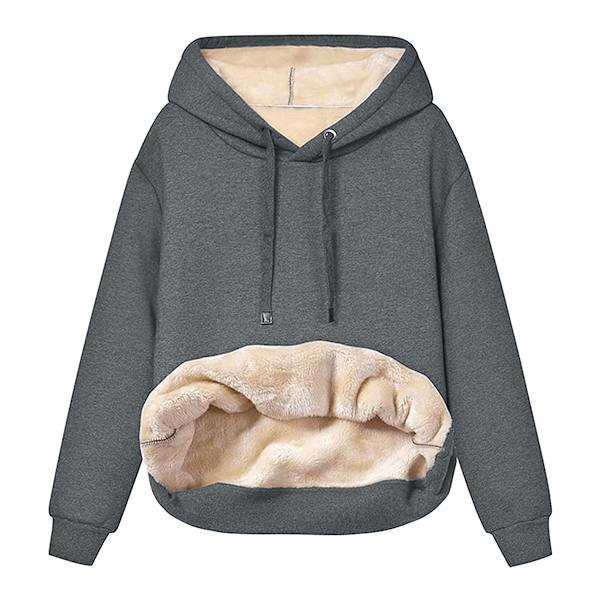 Casual Vinter Varm Fleece Sherpa Foret Pullover Hættetrøje til Kvinder