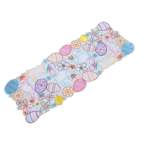 Påskhare Ägg Broderi Mönster Bordsmatta Dekoration Placemat Bordsduk Pad34 x 88cm / 13.4 x 34.6in