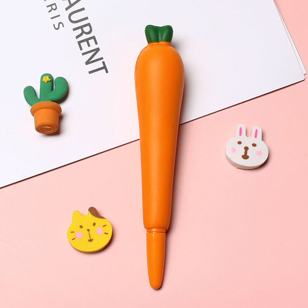 Bløde Squishy Penne - Søde & Stressaflastende - Glat Skrift - Kawaii Gelblækpen til Julegaver & Skoleartikler - Gulerod