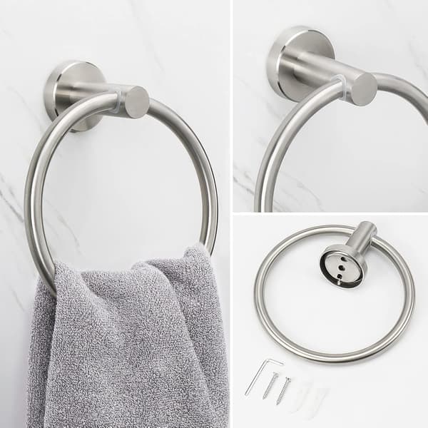 Badehåndklering, rustfritt stål for bad, moderne rund håndkleholder