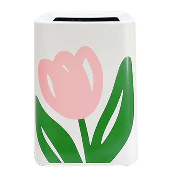 Blommig soptunna med stor öppning, söt design, modern stil, papperskorg för kök, badrum, sovrum, fyrkantig, stor storlek