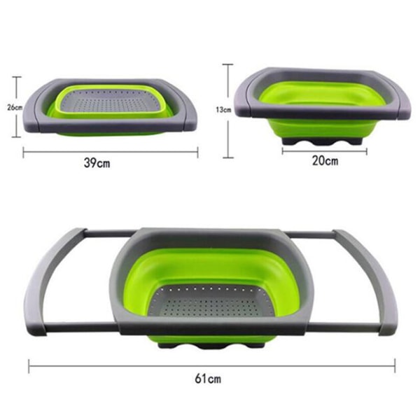 Foldbar avløpskurv for frukt og grønnsaker PP+silikongel
