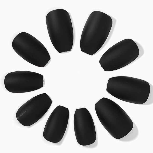 Matte Falske Negl  Lange Kiste Trykk på Negl Ballernia Kunstig Akryl Full Dekning Falske Negl for Kvinner og Jenter (24 STK)