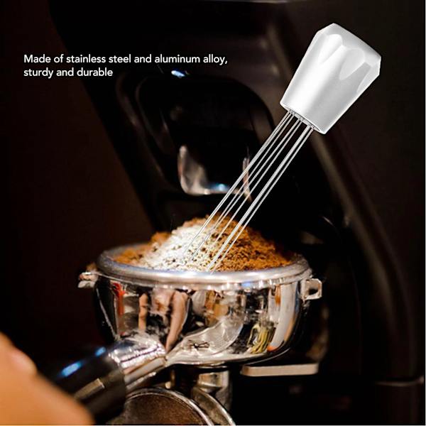 Kaffefördelningsnål i rostfritt stål, fast, praktisk, säker handtamper, omrörningsverktyg för hemmet, silver
