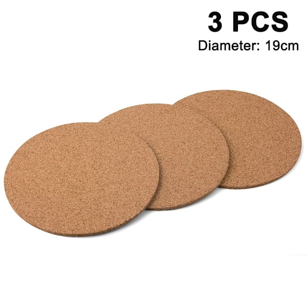 Pyöreä korkkialunen, ruukut, pannut ja kasvit, 19 cm halkaisijaltaan x 1 cm paksu, 3 kpl setti